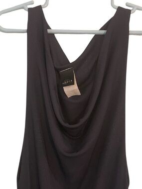 Black Cowl Neck Mini Dress - Draped Front